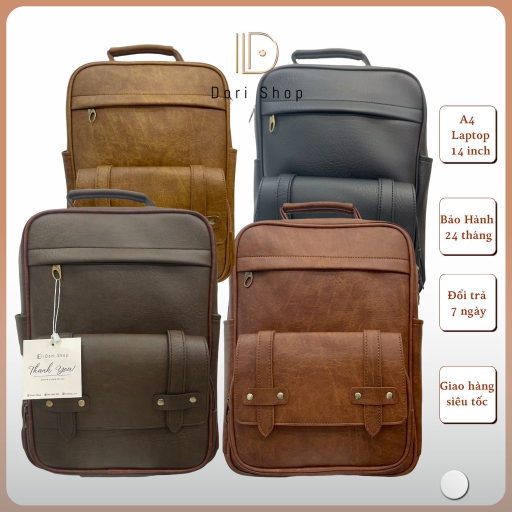 Balo Da laptop 15in, Ba lô công sở Dori Shop