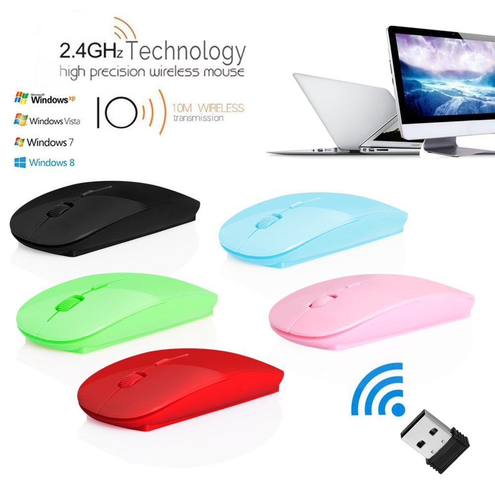 Chuột Quang Không Dây Siêu Mỏng 2.4ghz Với Đầu Nhận Usb Cho Laptop Pc Mới