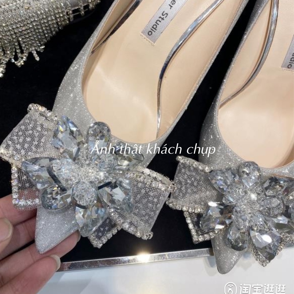 Giày cao gót, giày gót nhọn nữ nhũ đá chùm cao cấp - GCG019