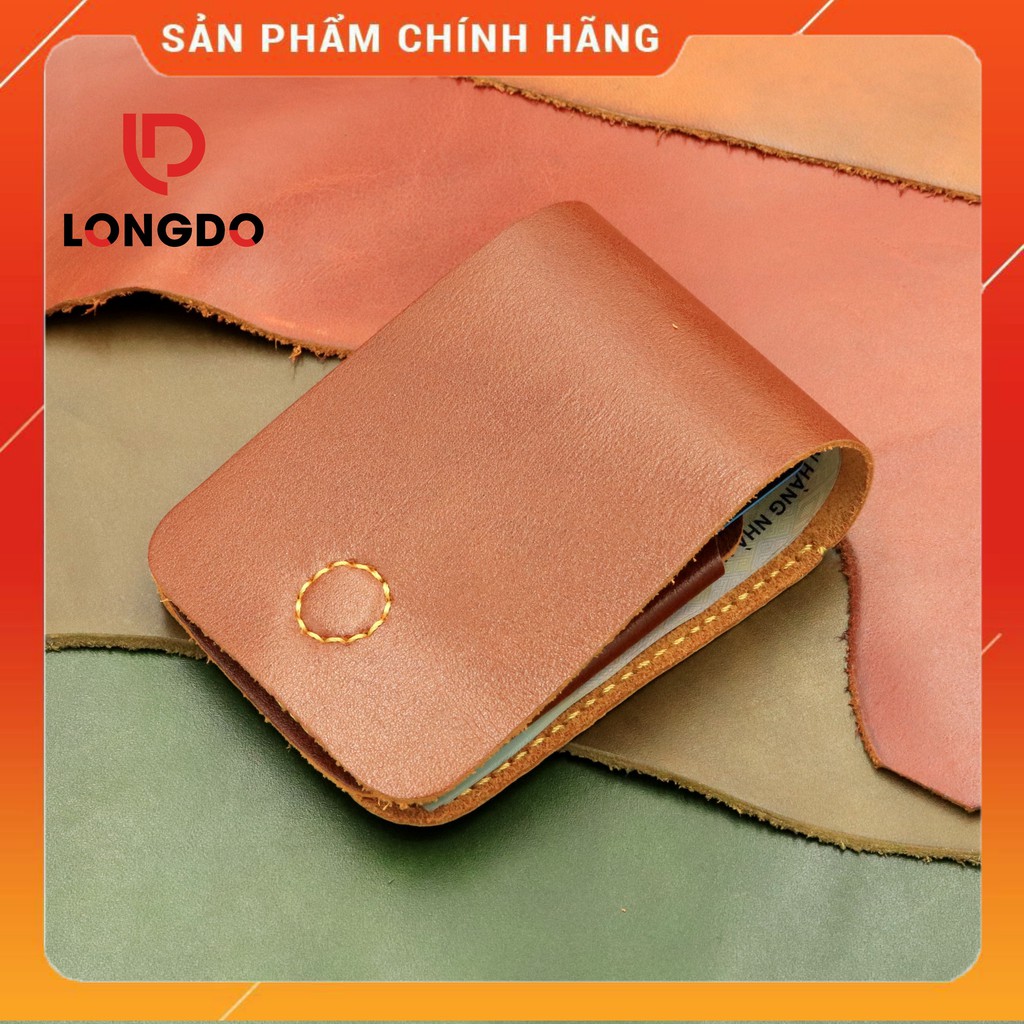 Ví Sen 3 Cao Cấp - Cam Kết 100% Da Bò Thật - Ví Da Bò Mini Màu Bò Cháy Hàng Chính Hãng Thương Hiệu Longdo Leather