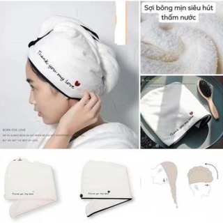 Khăn Ủ Tóc Cotton Siêu Mềm Siêu Thấm Hút Giúp Tóc Khô Tóc Nhanh [Thanh Mai Shop]