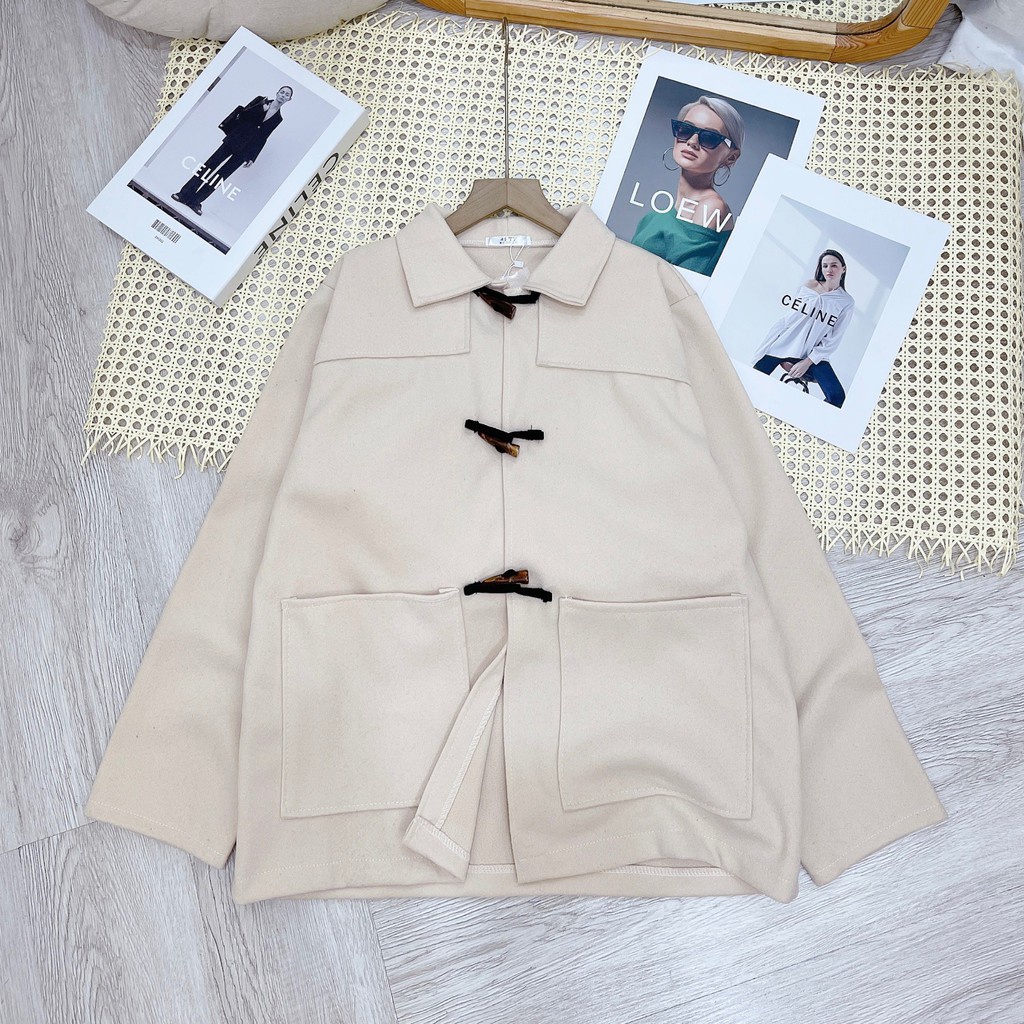 [video, ảnh thật] Áo dạ be sừng phong sang chảnh thiết kế trẻ trung | BigBuy360 - bigbuy360.vn