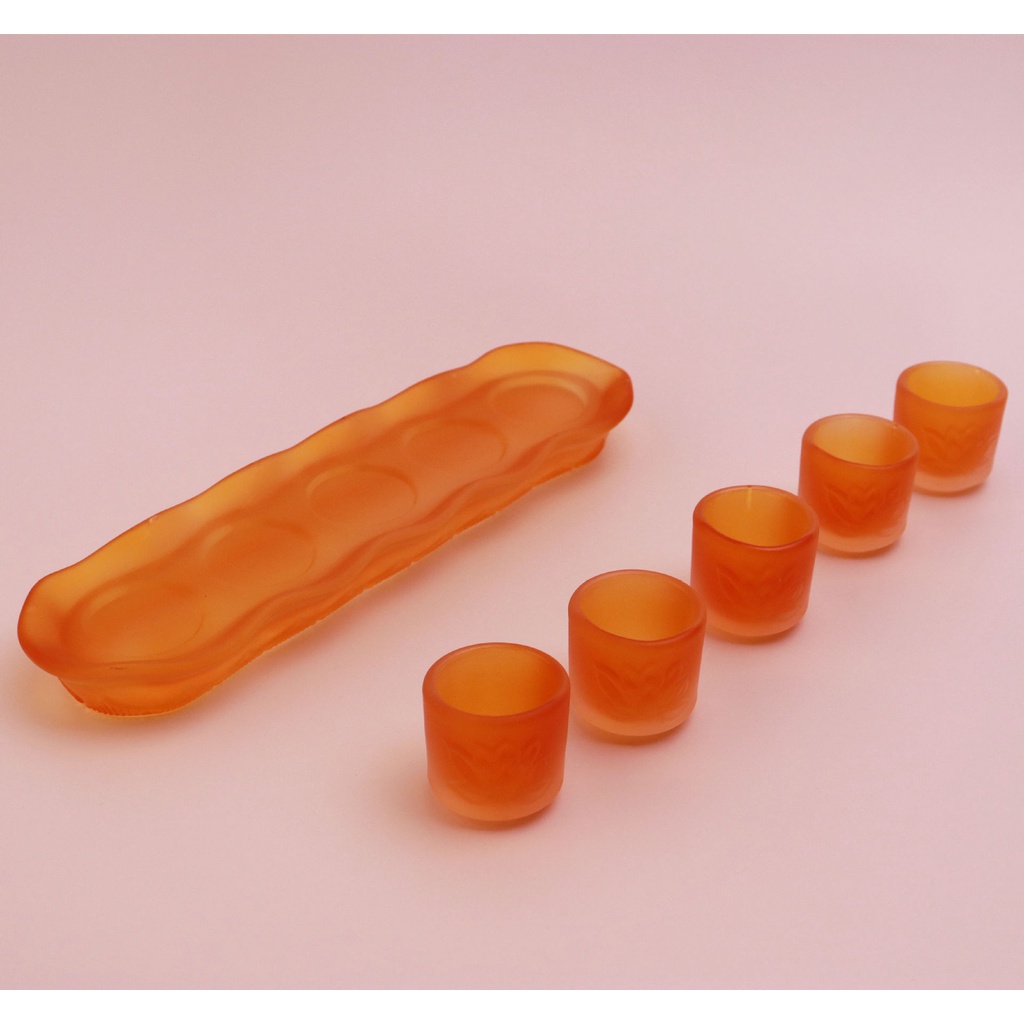 Ly nước thờ cúng lưu ly bộ 5 chén nước thờ