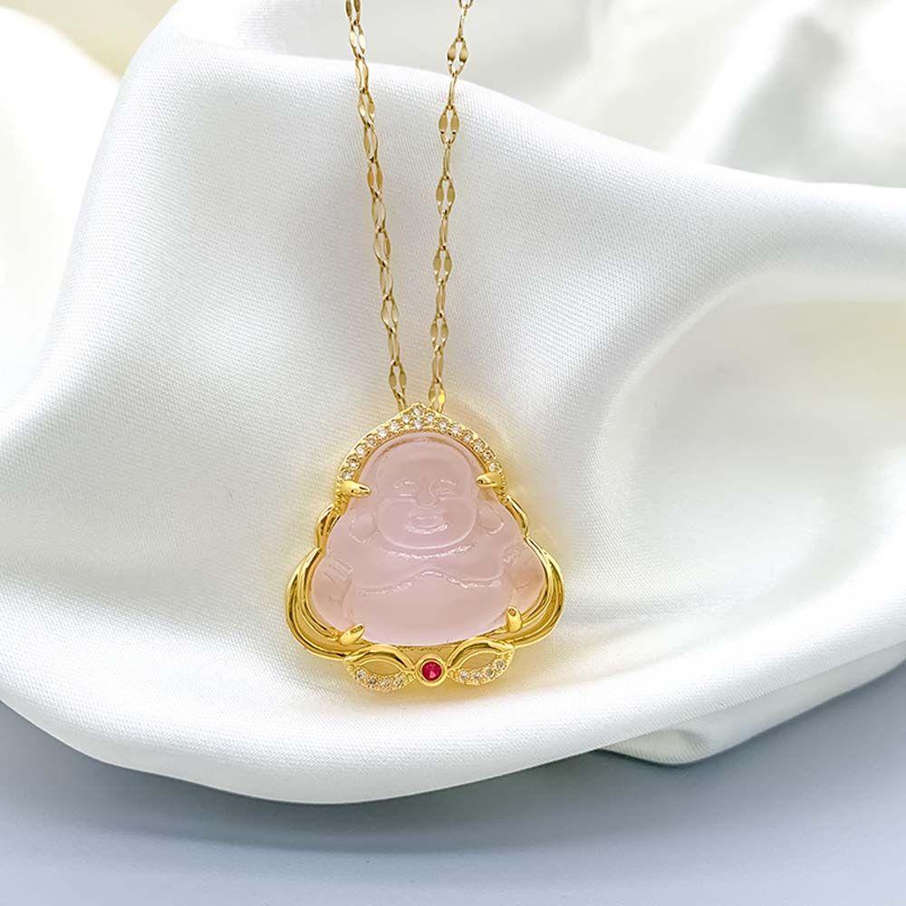 Aaron 1 Vòng cổ Thép Titan Mặt Phật Di Lặc Thời Trang Sáng Tạo Làm Quà Tặng Cho Nữ
