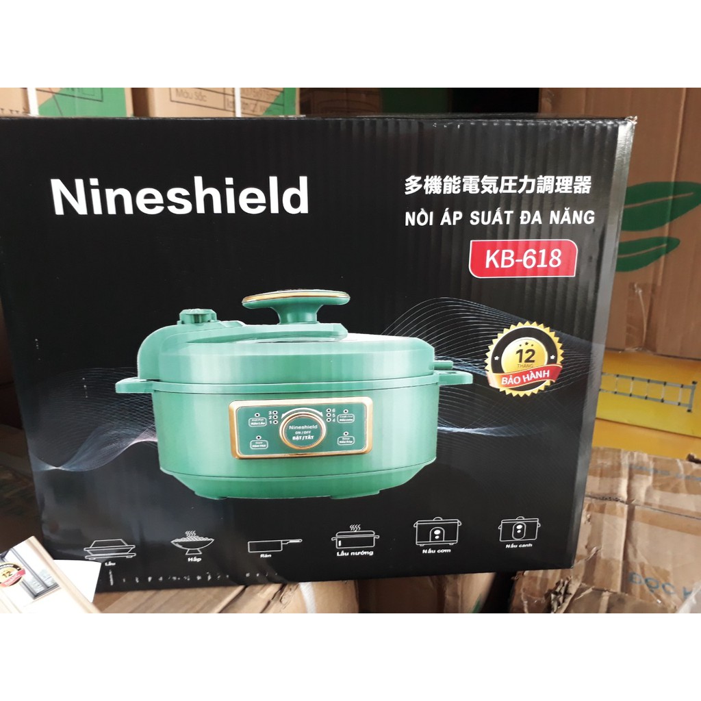 NỒI ÁP SUẤT ĐA NĂNG NINESHIELD KB-618 NẤU CƠM,LẨU,CHIÊN,XÀO,RÁN,HẦM XƯƠNG, CỦ QUẢ,THỊT...BẢO HÀNH 12 THÁNG