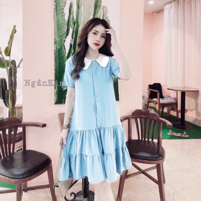 Váy bầu cổ sen cực mát cực đẹp! Hình thật!
