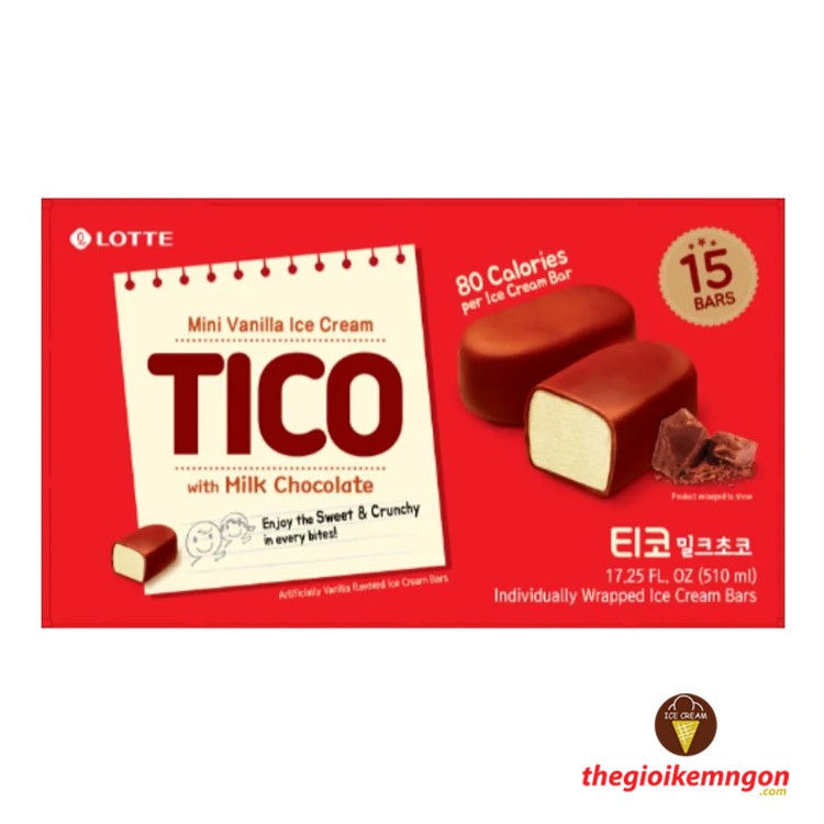 Kem viên socola sữa Lotte Tico Milk Chocolate Hàn Quốc