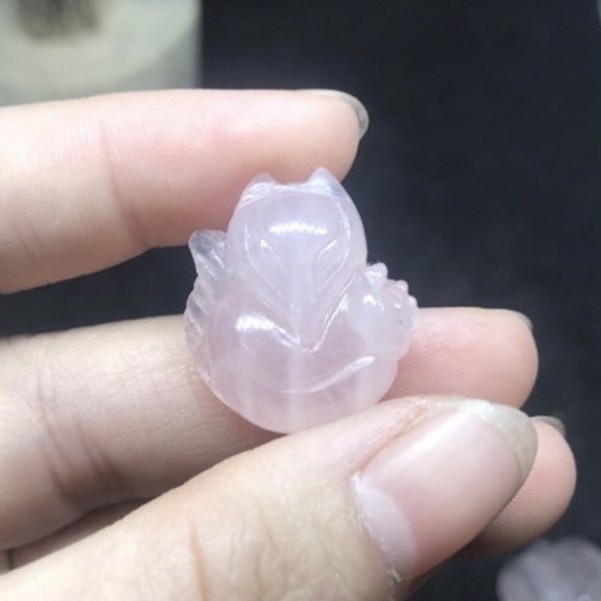 Mặt dây Hồ ly Hồng Rose Quartz