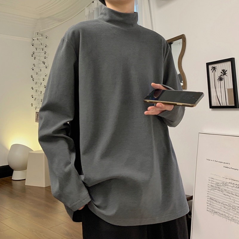 Áo sweater tay dài dáng rộng cổ cao kiểu Hàn Quốc thời trang Thu Đông cho nam