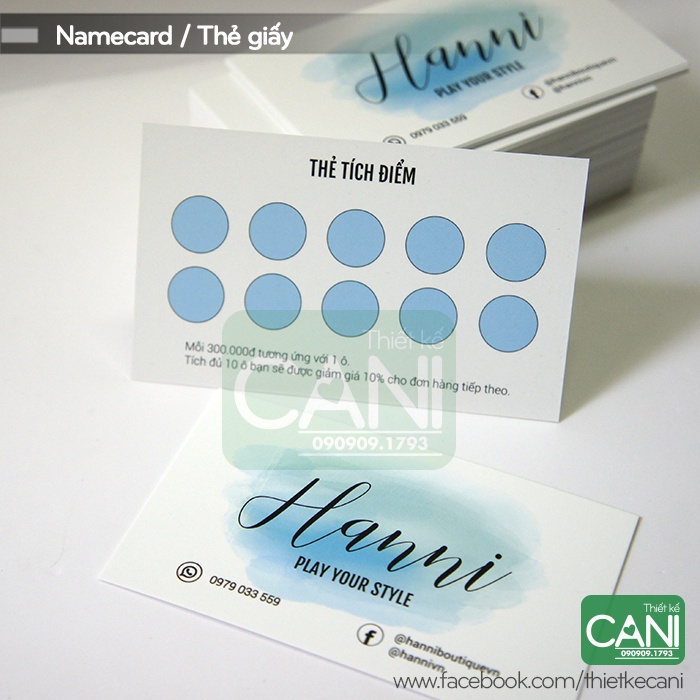 Combo 500 Thẻ tích điểm và 1.000 Tem logo dán In theo yêu cầu Namecard Phiếu giảm giá