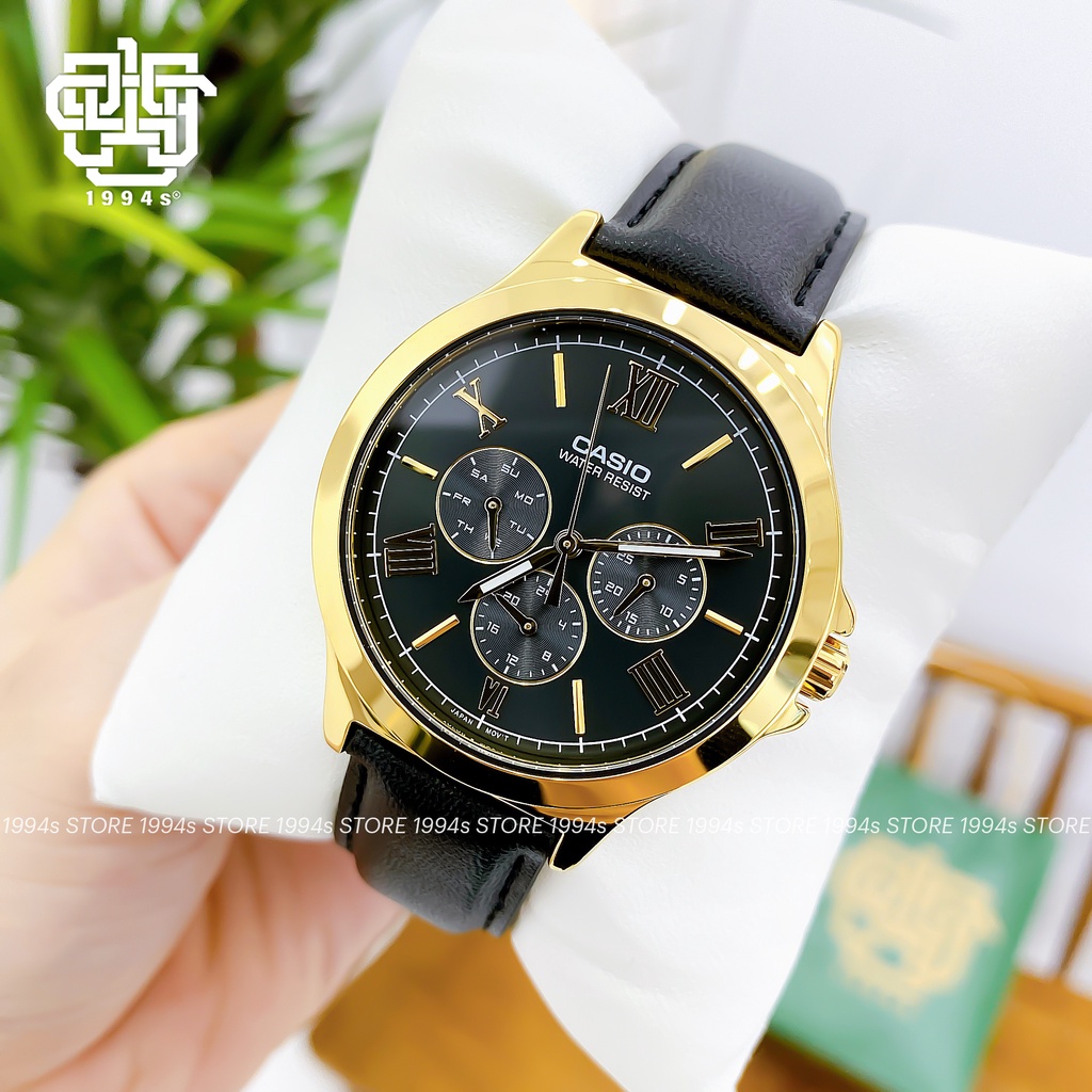 Đồng hồ nam Casio MTP-V300GL-1A dây da thật, chống nước, hàng chính hãng