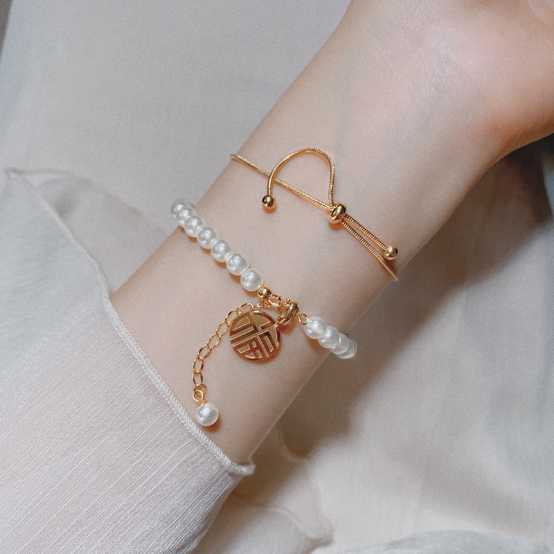 Vòng Tay Ngọc Trai Fu Cho Bé Gái | Vòng Tay Mạ Vàng 18k Đính Hạt Thời Trang