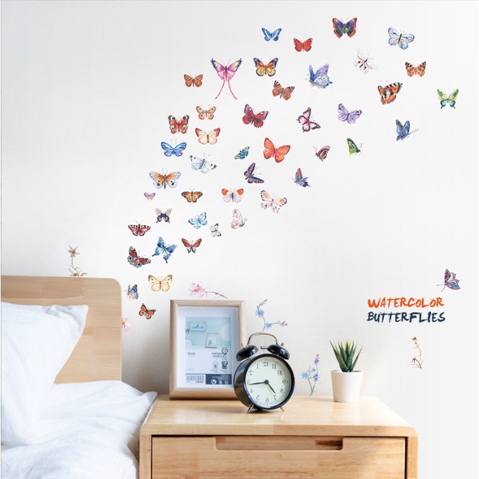 Decal trang trí tường - Những con bướm đầy màu sắc