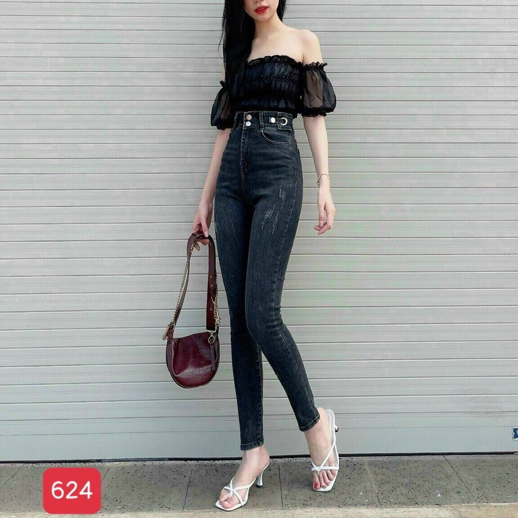 Quần jean nữ lưng cao, quần bò nữ ống đứng co giãn cao cấp MURADFASHION  MS4902