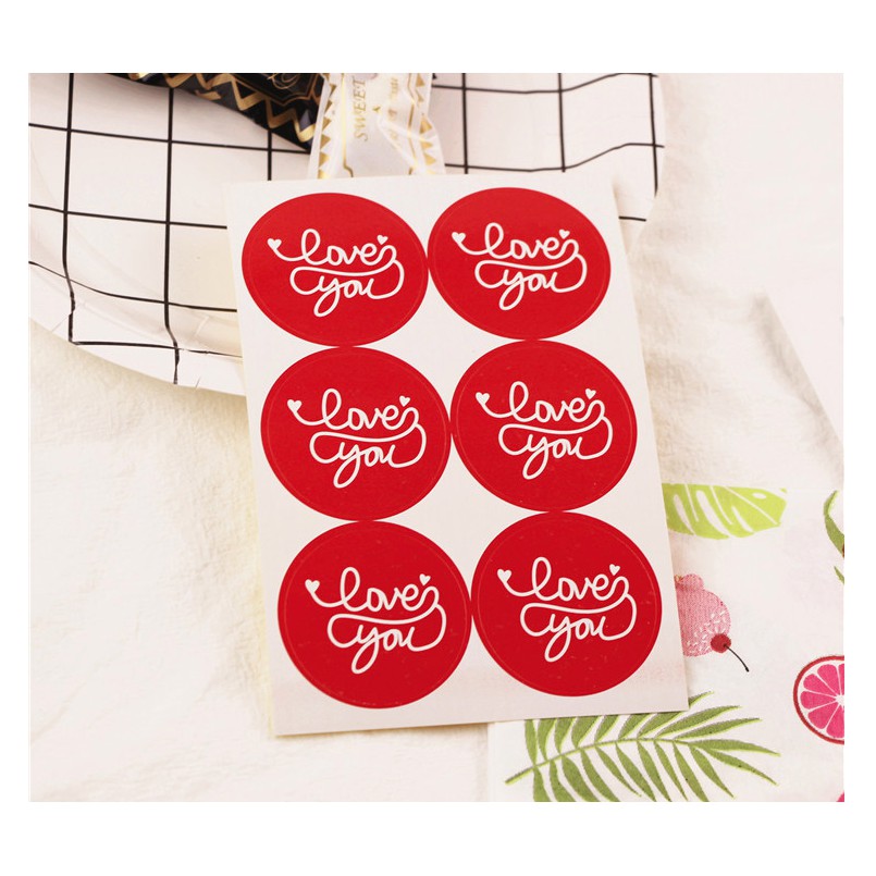 set 6 nhãn dán love you size 4 cm