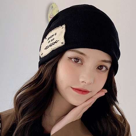 Mũ beanie trùm đầu bằng vải len dệt kim thời trang thu đông dành cho nữ