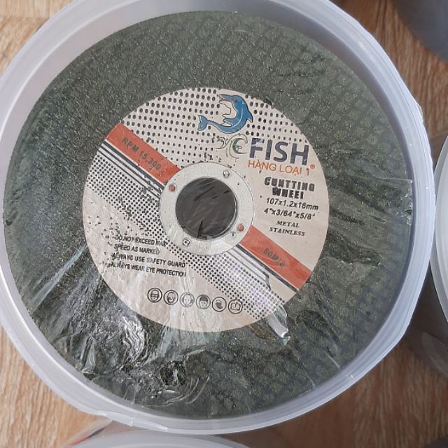 Hộp 50 viên đá cắt sắt thép inox 1 tấc cá heo xanh FISH