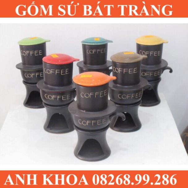 Bộ Tách Cafe Kèm Phin Bát Tràng (tặng kèm vỉ nến 10v)  - Gốm sứ Bát Tràng Anh Khoa