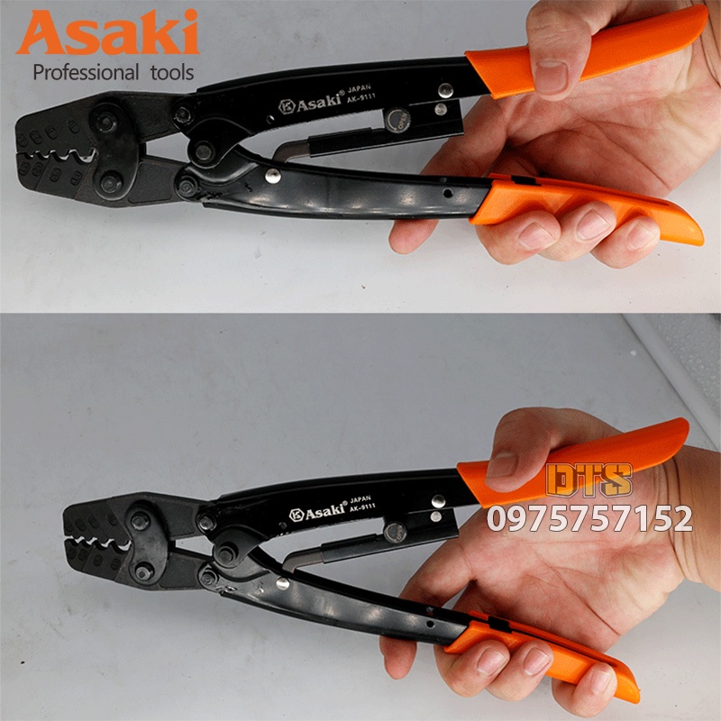 Kìm bấm cos 8L 1.25 -&gt; 10mm2 Asaki AK-9111 (Kềm bấm cốt 8L)
