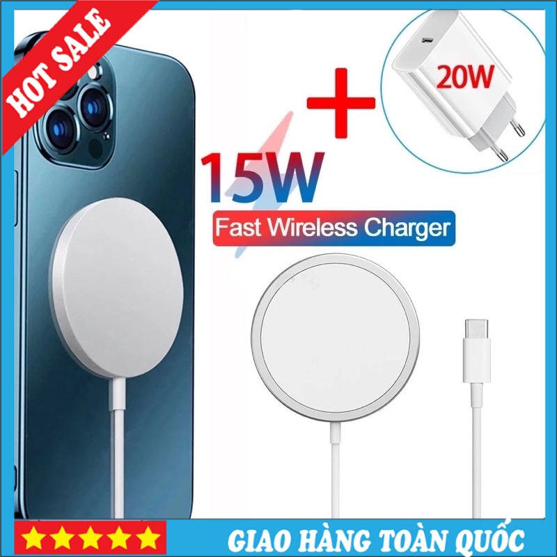 Sạc không dây iphone 15W - Sạc Không Dây Magsafe Cao Cấp  Hỗ Trợ Sạc Nhanh Cho iPhone X, Xs, Xsmax, 11,11pro,12 Pro max