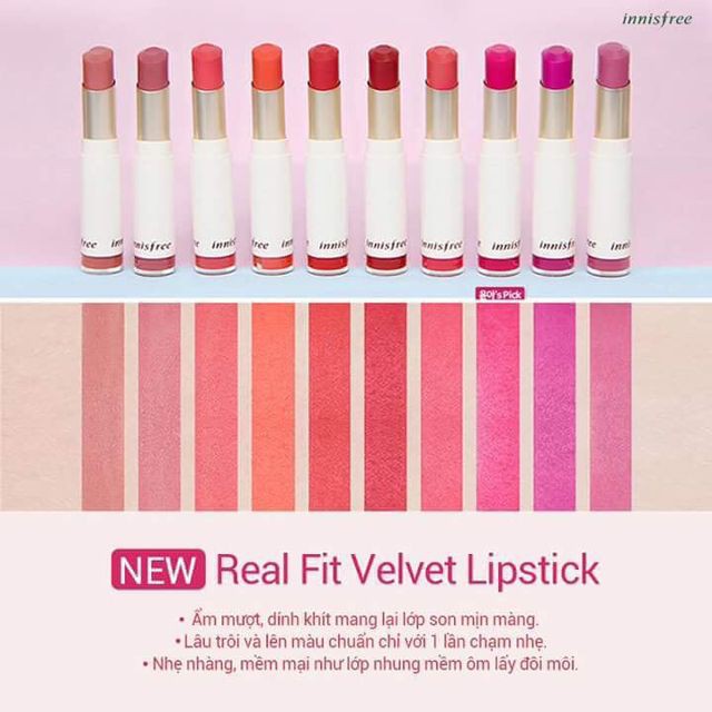 Son lì Hàn Quốc thế hệ 2 Real Fit Velvet Lipstick