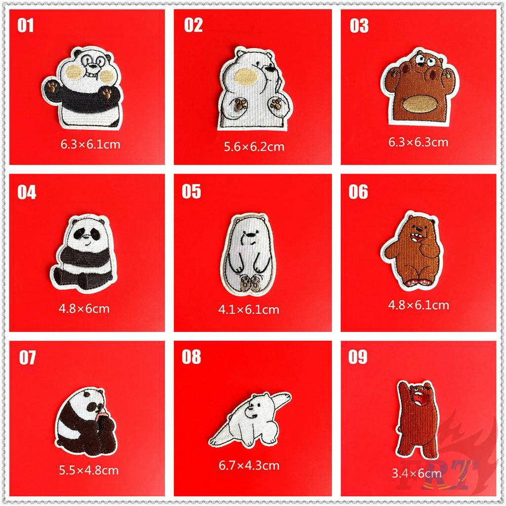 ✿ Sticker Ủi Thêu Hoạt Hình We Bare Bears ✿ 1 Sticker Ủi Thêu Hình Huy Hiệu