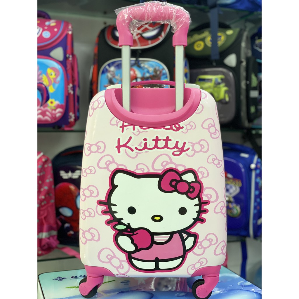 Vali kéo trẻ em họa tiết 2 mặt Hello kitty Nơ hồng - Hàng sẵn kho - BẢO HÀNH 2 NĂM (lỗi nhẹ)