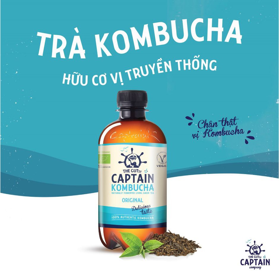 Trà Dưỡng Sinh KomBuCha hữu cơ Captain Kombucha/Thức uống giàu lợi khuẩn, đẹp da, tiêu hóa tốt,