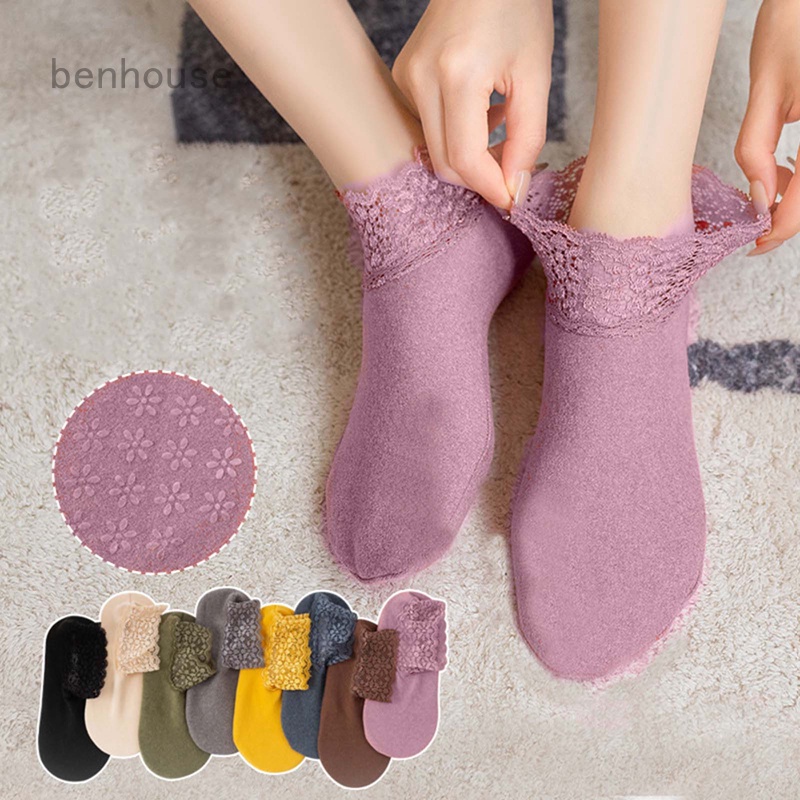 Đôi Vớ Cotton Không Trượt Phối Ren Thoáng Khí Thời Trang