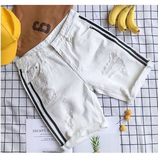 Quần short jean nam cao cấp đen trắng chuẩn thời trang MS04