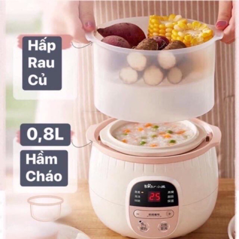 Nồi hầm cháo chậm Bear 0,8 lít. Nồi hầm cháo cho bé.