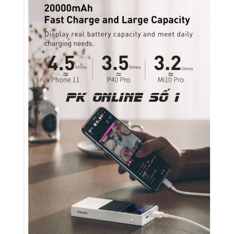 Pin Dự Phòng Baseus Super mini digital Display power bank 20000mAh 22.5W