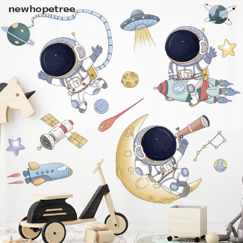 newhopetree Removable Cartoon Space Astronaut Wall Stickers for Kids room Nursery Wall Decor OIK