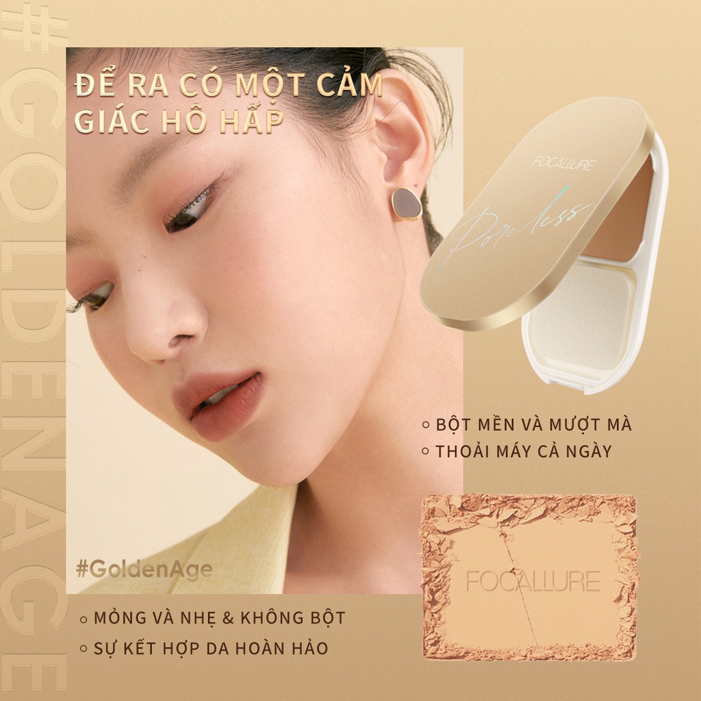 Phấn phủ Focallure Golden lâu trôi không thấy lỗ chân lông mềm mại và nhẹ 10g | BigBuy360 - bigbuy360.vn