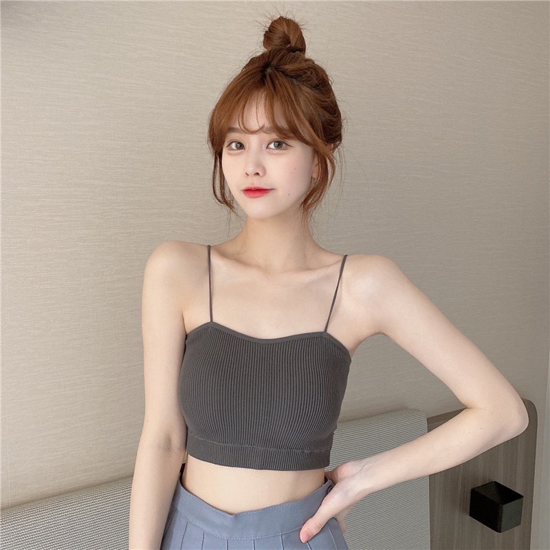 Áo bra nữ 2 dây gân tăm thể thao, Áo lót đệm mút mỏng ôm ngực LANIXA B7719