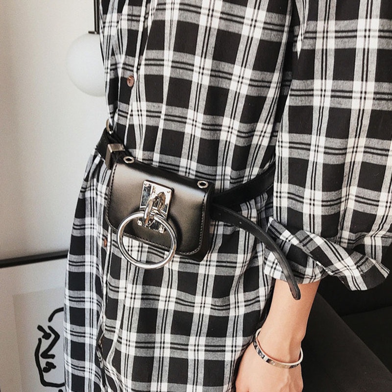 Túi Đeo Hông Cỡ Nhỏ Bằng Kim Loại Trang Trí Dây Xích Có Thể Tháo Rời Thời Trang