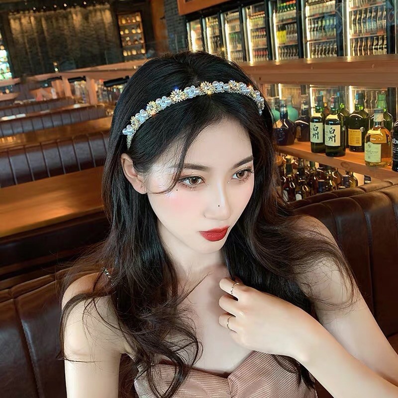 Bờm tóc xược tóc đính đá Hàn Quốc mẫu mới