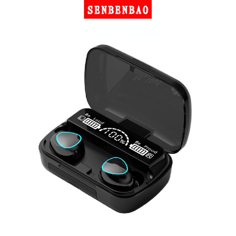 Tai Nghe Bluetooth Không Dây  5.1 Senbenbao M10 TWS 9D Chống Nước Giảm Tiếng Ồn Thích Hợp Cho Văn Phòng Kèm Hộp Sạc 3500mah