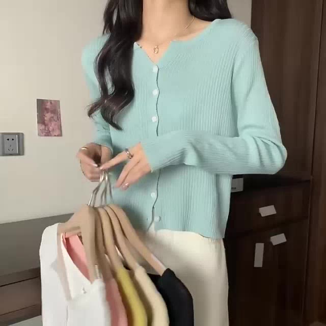 Áo Khoác Cardigan nữ tay dài cúc vuông cá tính khác lạ hàn quốc | BigBuy360 - bigbuy360.vn