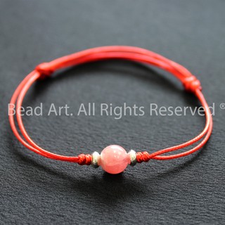Vòng Tay Chỉ, Dây Đỏ Đá Đào Hoa (Rhodochrosite) Màu Hồng Và Bạc 925, Mệnh Hoả, Thổ, Vòng Tay Phong Thuỷ, Chuỗi Hạt S50
