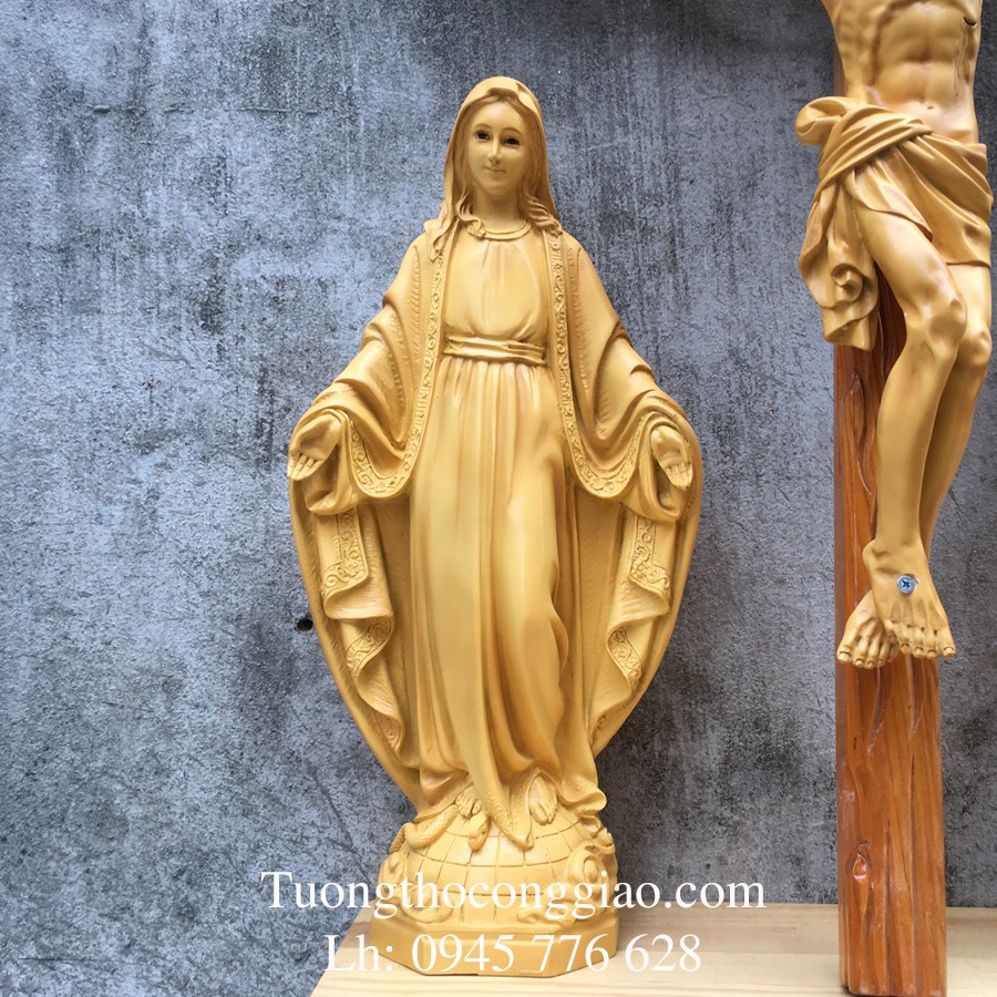Bộ tượng Bàn Thờ Công Giáo 50cm (thánh giá gỗ thông)