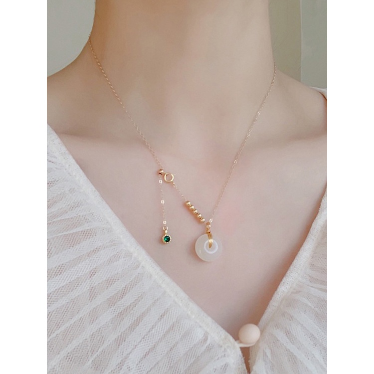 Vòng cổ Mặt Đá Ngọc Bích Tròn Thời Trang Cho Nữ
