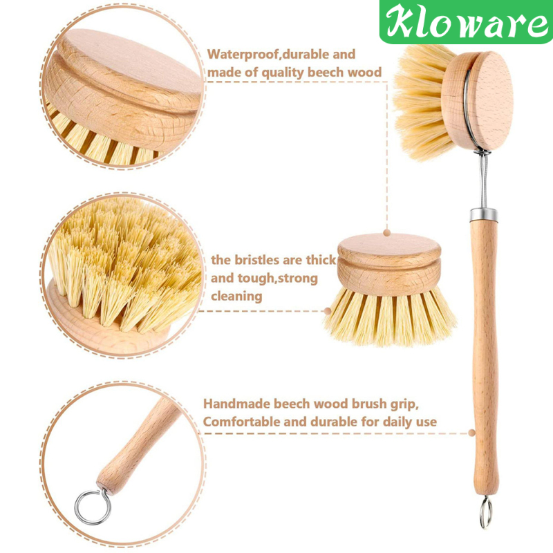 Bàn Chải Nylon Lông Tự Nhiên Cán Gỗ Cho Nhà Bếp