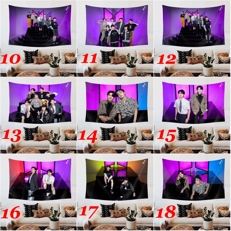 Thảm Treo Tường Trang Trí In Hình BTS Festa Kèm Kẹp Giữ Dành Cho Kỷ Niệm 9 Năm