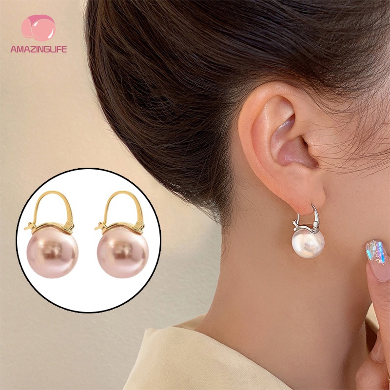 Bông Tai Đính Ngọc Trai Giả Sang Trọng Phong Cách Hàn Quốc