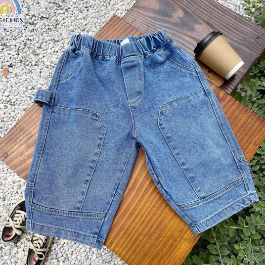 Quần lửng jean form rộng Magickids cho bé trai đi học đi chơi cạp chun co giãn phong cách Hàn Quốc QĐ22016