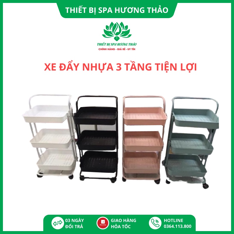 Kệ đẩy 3 tầng đa năng chuyên dụng cho spa, tóc, móng, nail kệ đựng đồ bỉm sữa có bánh xe