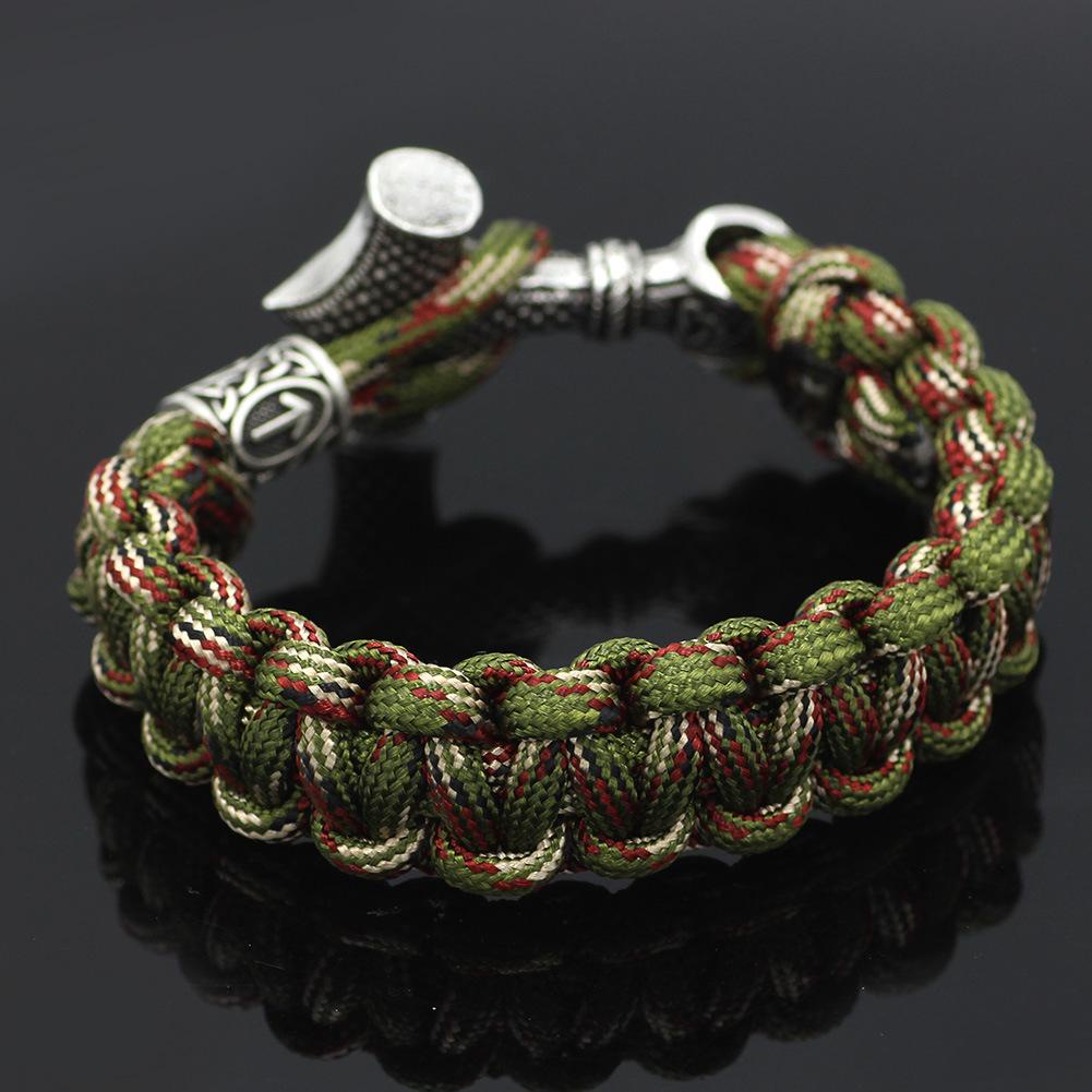 Vòng Tay Sinh Tồn Bằng Thép Không Gỉ Có Thể Điều Chỉnh Phong Cách Viking