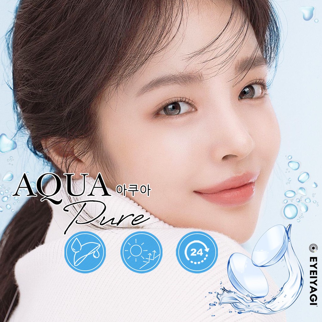 [1 CHIẾC] EYEIYAGI AQUA PURE Trong suốt cận 12H - kính áp tròng Y KHOA THỜI TRANG CAO CẤP chính hãng