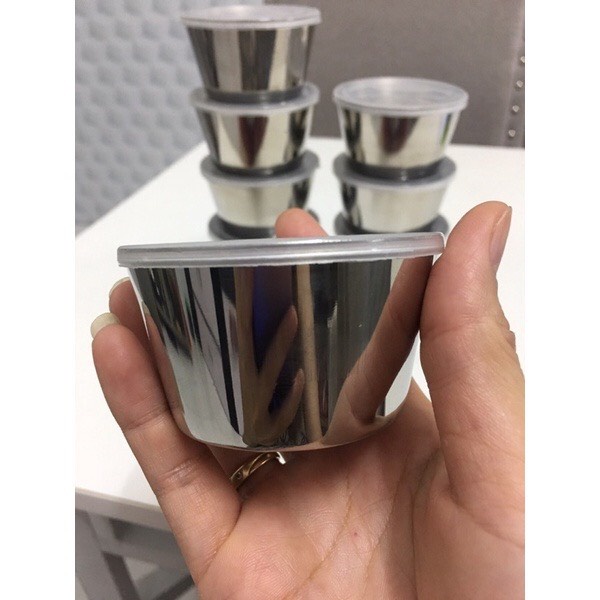 Combo 10 hủ khuôn bánh plan inox có nắp nhựa